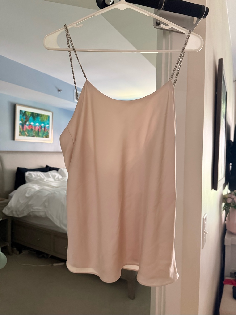ba&sh Champagne Cami with Silver Chain Straps